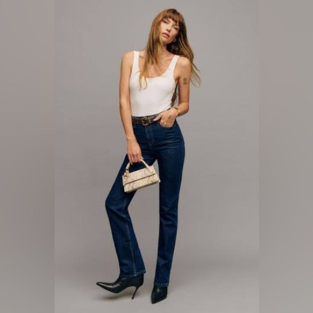 Reformation Dark Blue Straight Leg Jeans